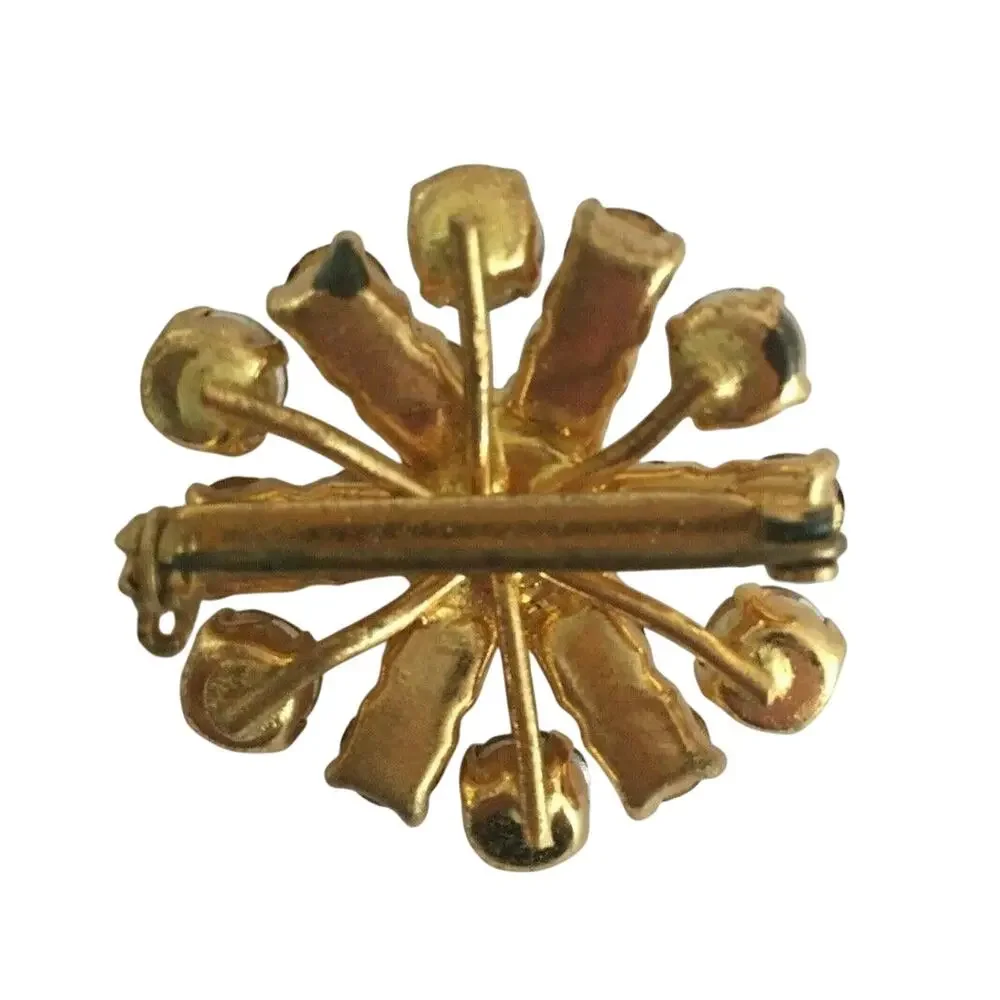 Vtg Rhinestone Scatter Pin Brooch Amber AB Finish